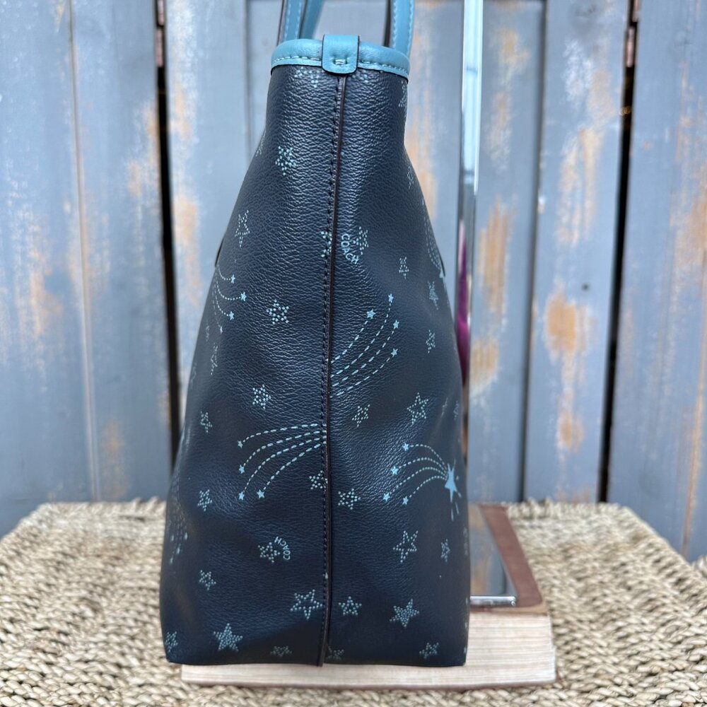 Coach Black Tote with Light Blue Star Print - Picture 5 of 16